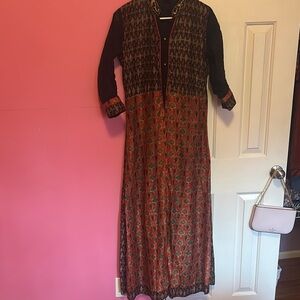 Indian Elegant Black and Red Patterned Dress